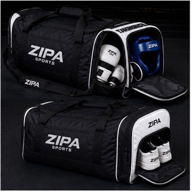 Custom taekwondo sparring gear bag with mesh venting by ZipaSports