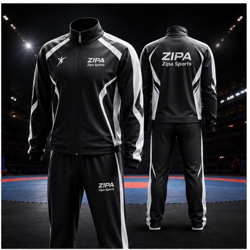 Custom taekwondo team tracksuit manufactured by ZipaSports