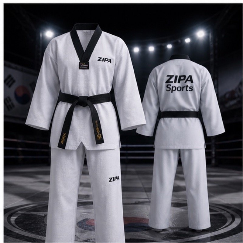 Custom women's taekwondo dobok manufactured by ZipaSports