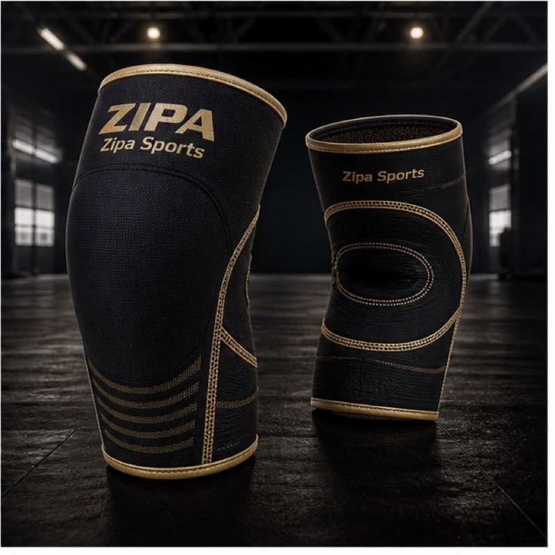 Custom wrestling knee pad sleeves with sewn foam padding by ZipaSports