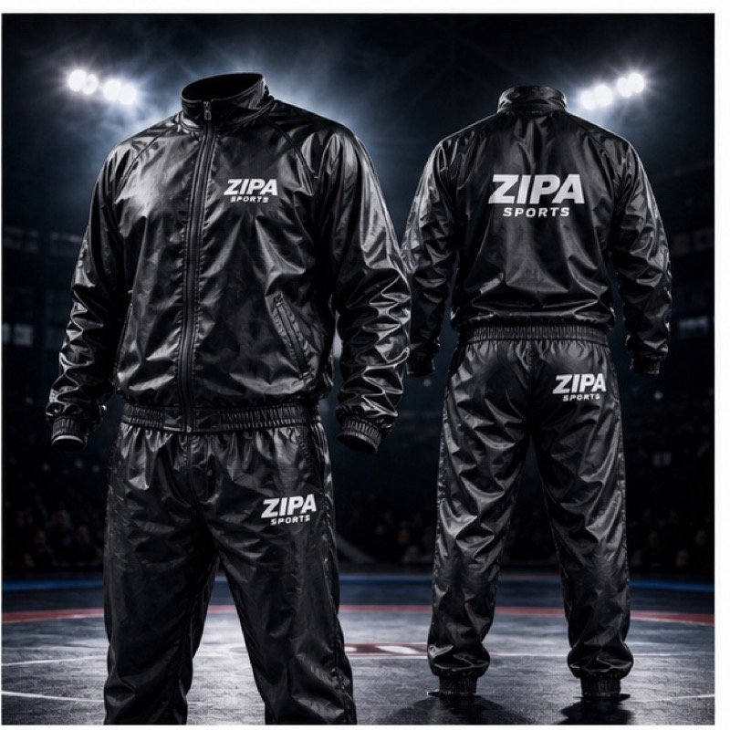 Custom PU-laminated wrestling sauna suit manufactured by ZipaSports
