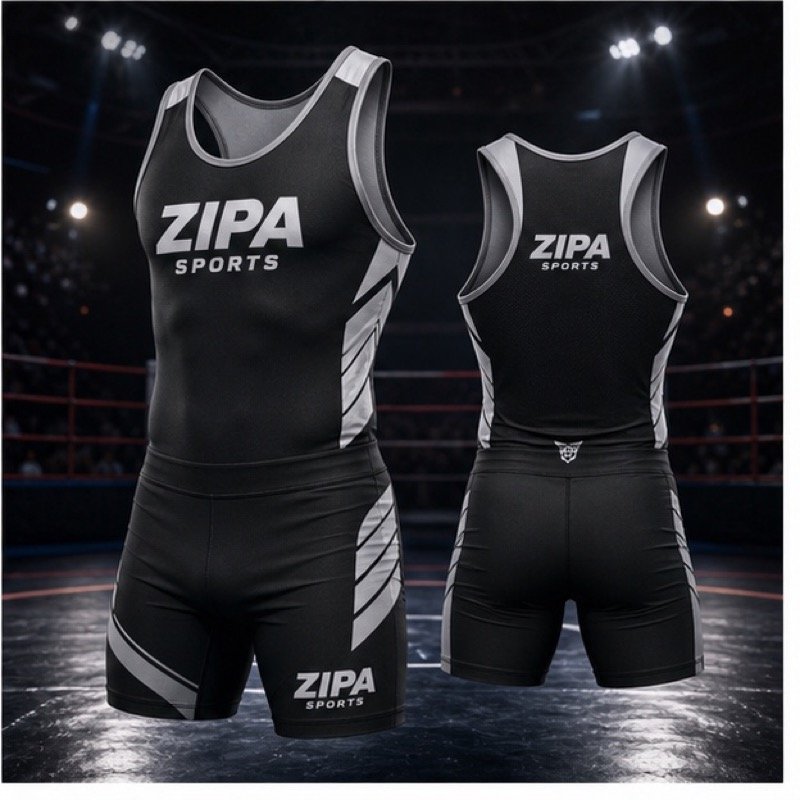 Custom two-piece wrestling fight kit manufactured by ZipaSports