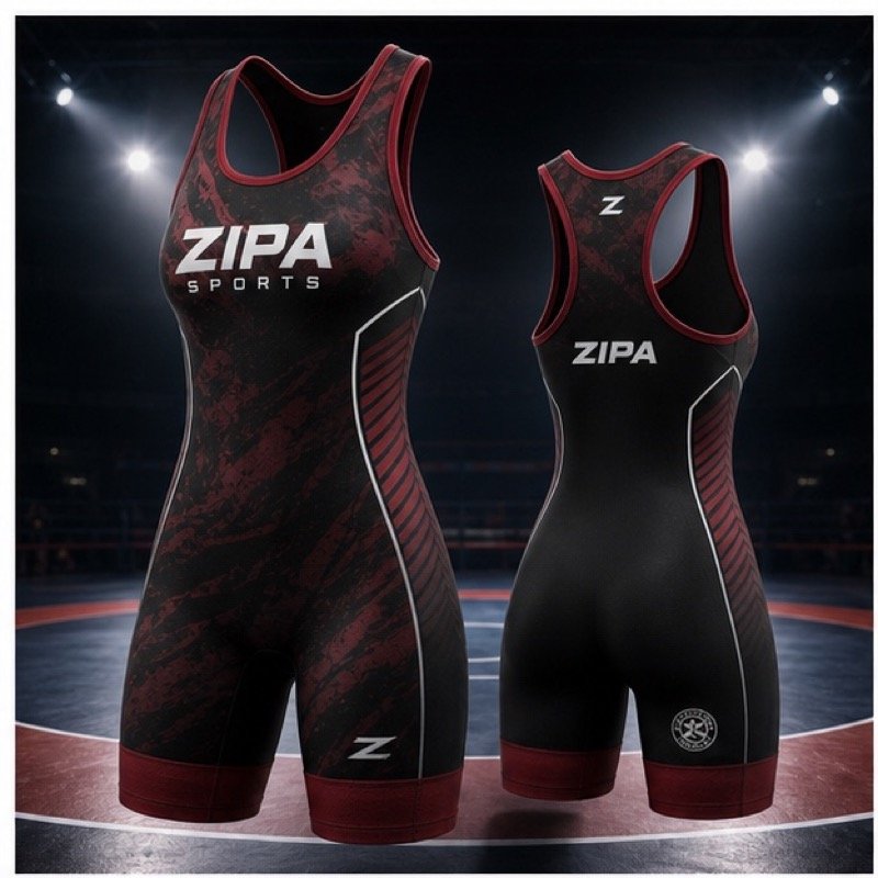 Custom women's wrestling singlet manufactured by ZipaSports
