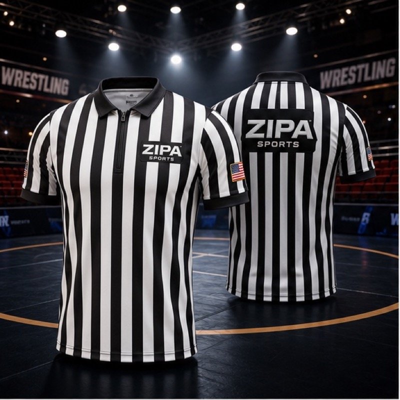 Custom wrestling referee shirt manufactured by ZipaSports
