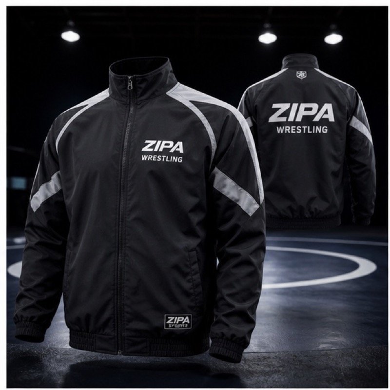 Custom wrestling windbreaker jacket manufactured by ZipaSports