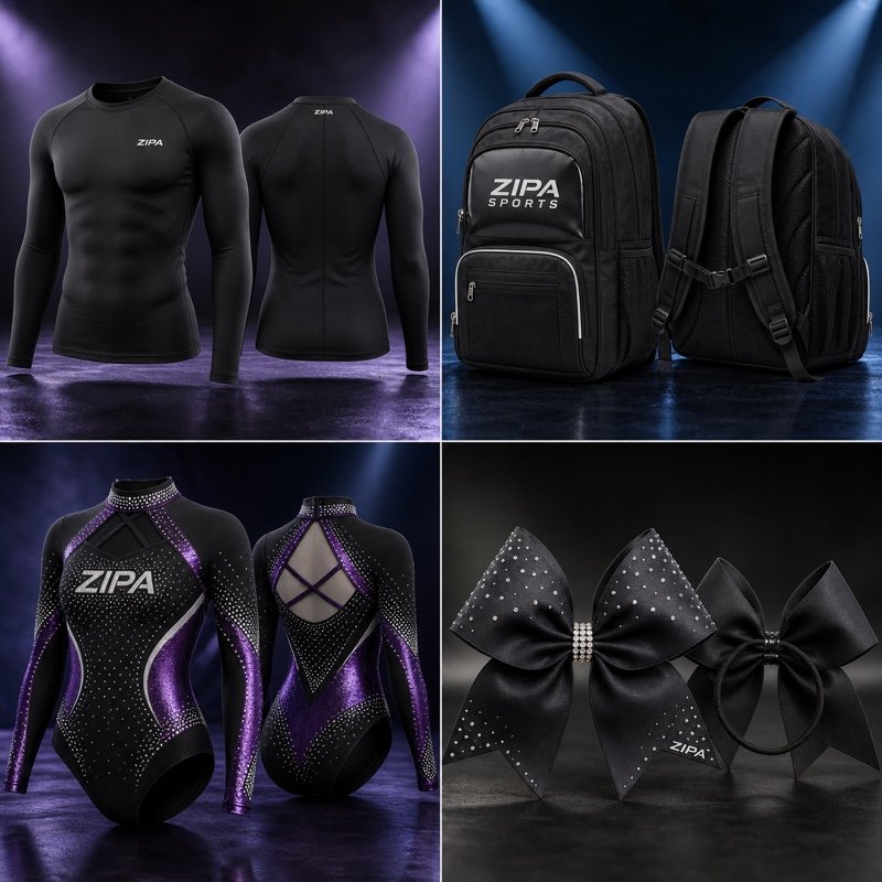 Custom cheer competition bodysuit manufactured by ZipaSports