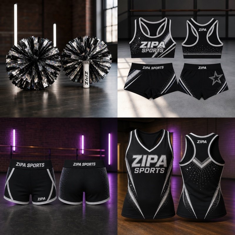 Custom cheer practice shorts manufactured by ZipaSports