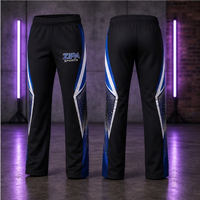 Custom cheer warm-up pants manufactured by ZipaSports