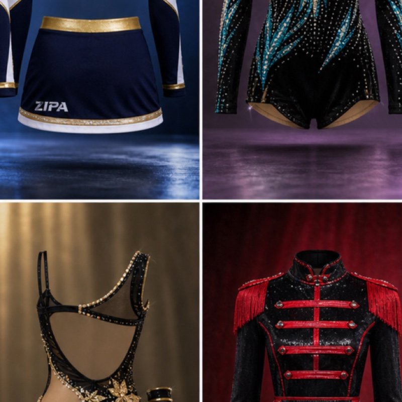 Custom youth cheer uniform set manufactured by ZipaSports