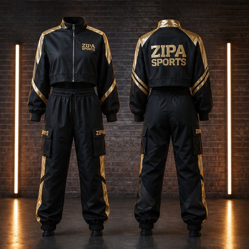 Custom hip-hop dance crew set with printed oversized tee and cargo joggers by ZipaSports