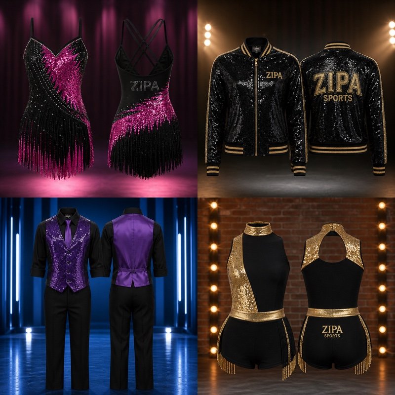 Custom show choir costume set manufactured by ZipaSports