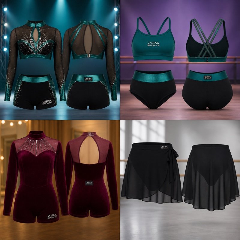 Custom stretch velvet dance costume manufactured by ZipaSports