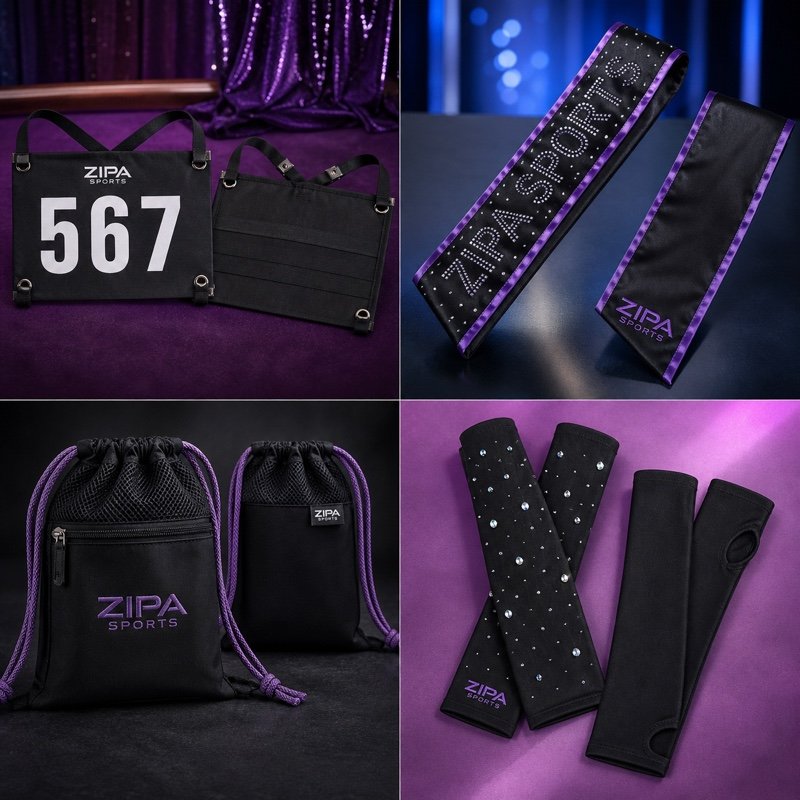 Custom zipped dance accessory pouch with sublimated studio print by ZipaSports