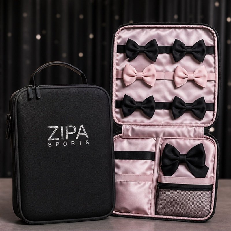 Custom cheer bow holder case manufactured by ZipaSports
