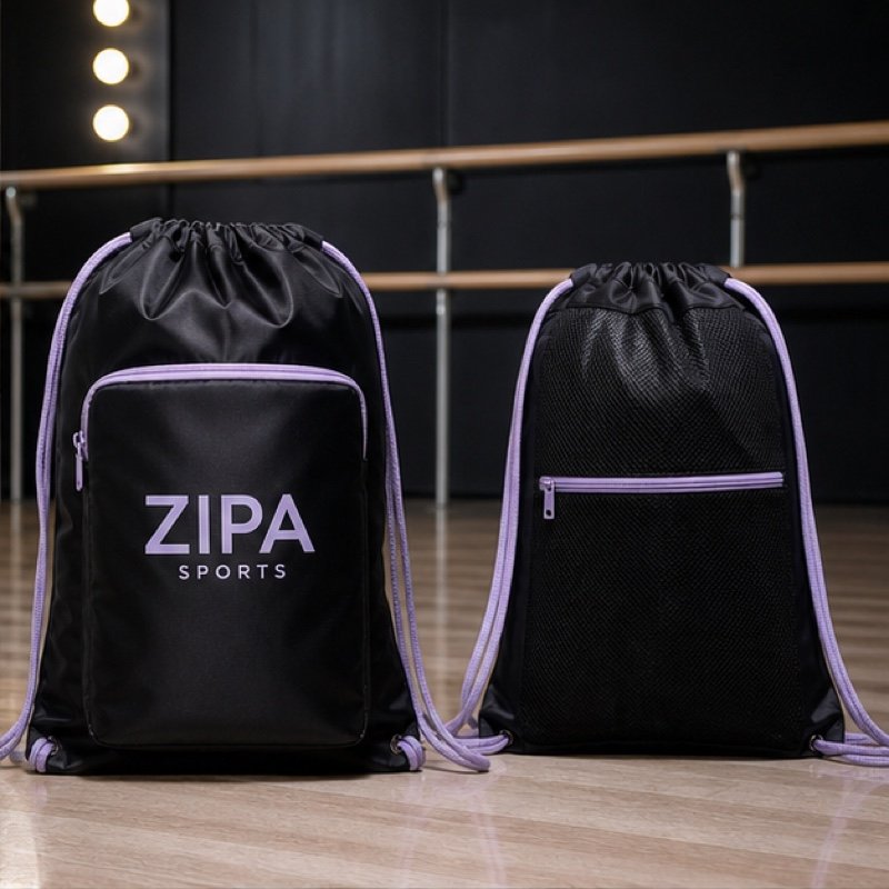 Custom dance drawstring gymsack manufactured by ZipaSports
