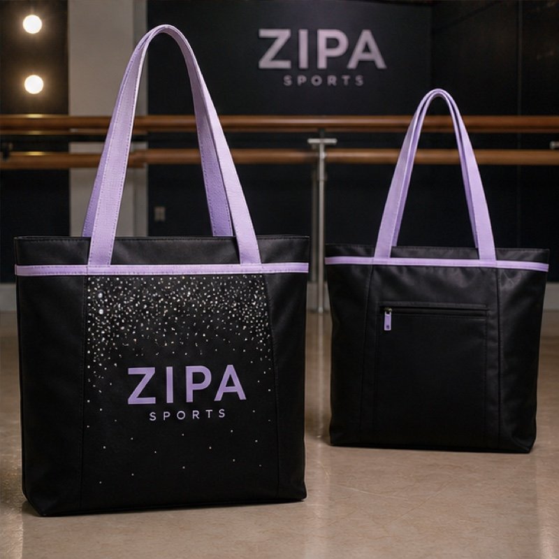 Custom dance studio tote bag manufactured by ZipaSports