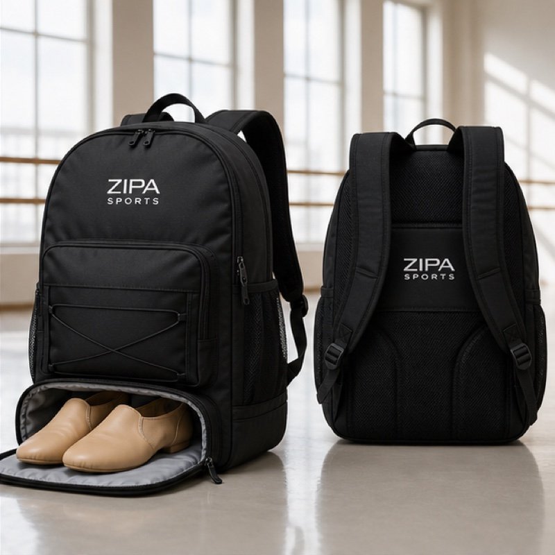 Custom studio backpack with shoe compartment manufactured by ZipaSports