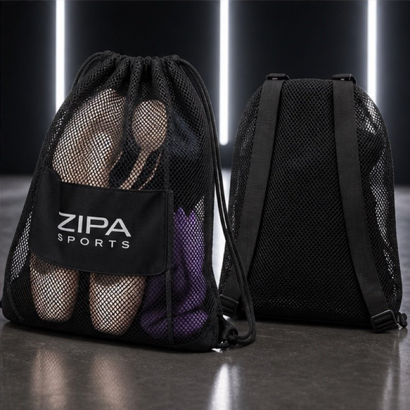 Custom ventilated mesh gear bag manufactured by ZipaSports