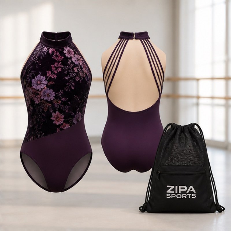 Custom halter neck dance leotard manufactured by ZipaSports