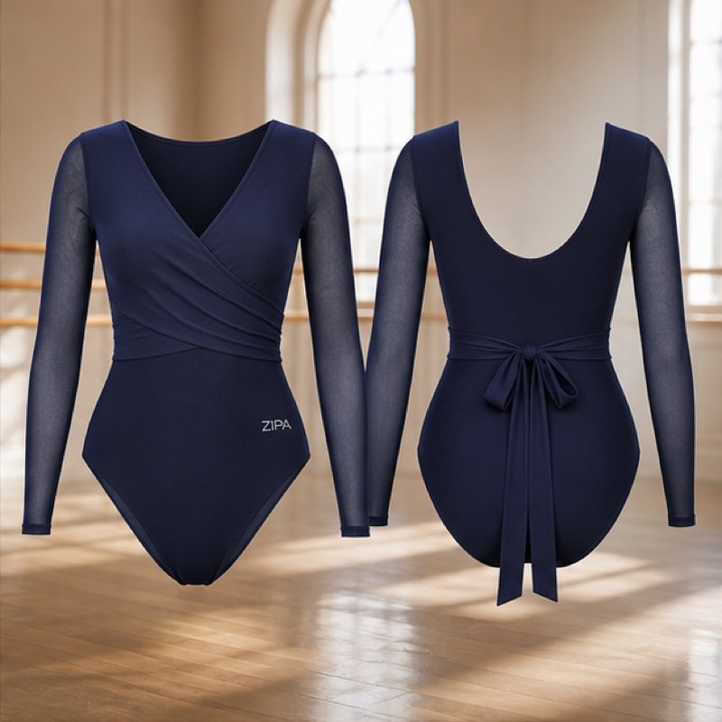Custom wrap front ballet leotard manufactured by ZipaSports