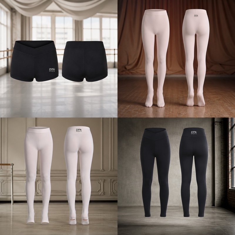 Custom footless dance tights in opaque nylon-spandex made by ZipaSports