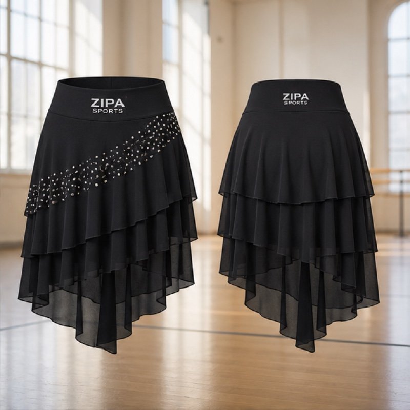 Custom tiered dance skirt manufactured by ZipaSports