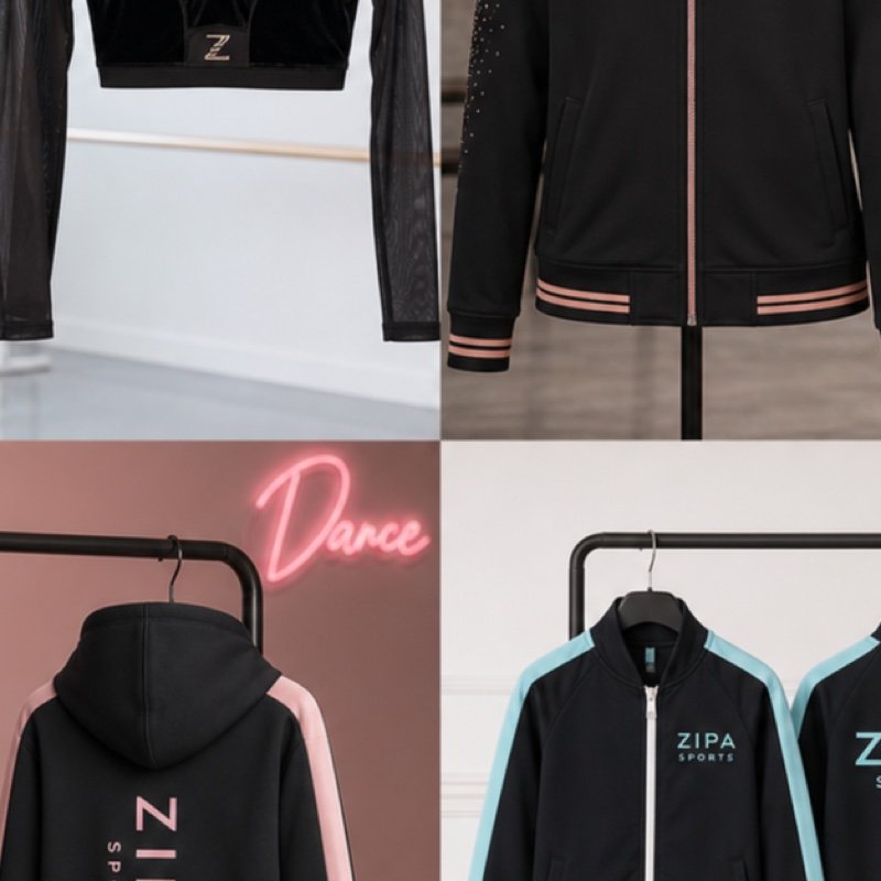 Custom cropped long-sleeve dance tops manufactured by ZipaSports