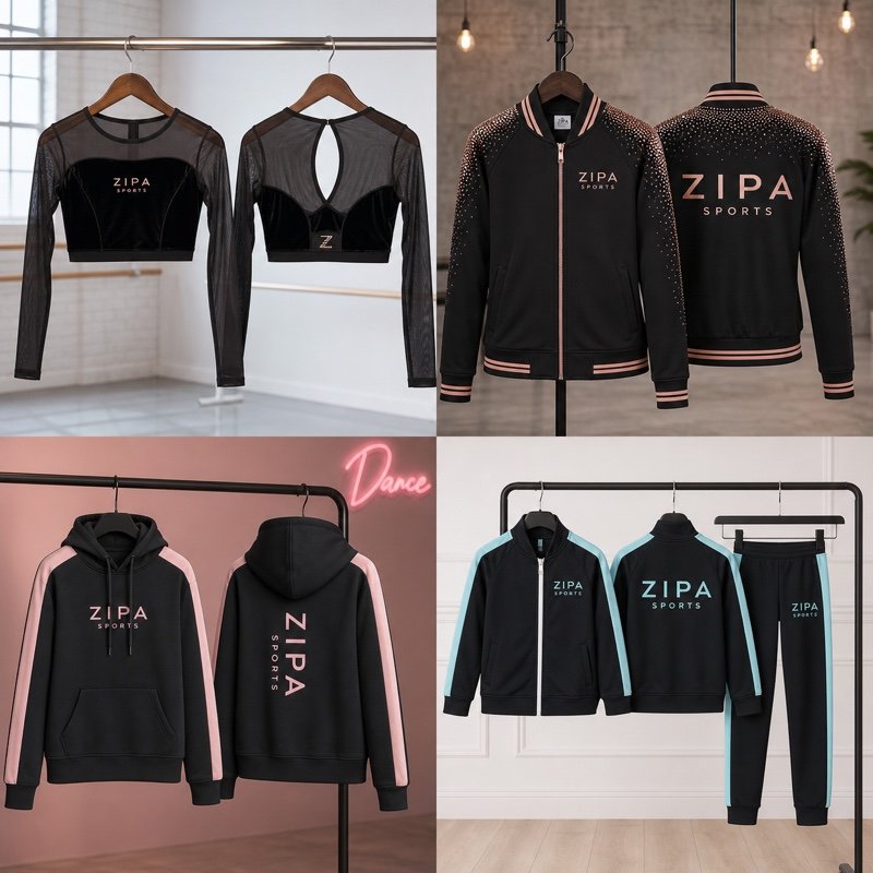 Custom cropped dance team hoodie in brushed fleece with puff print by ZipaSports