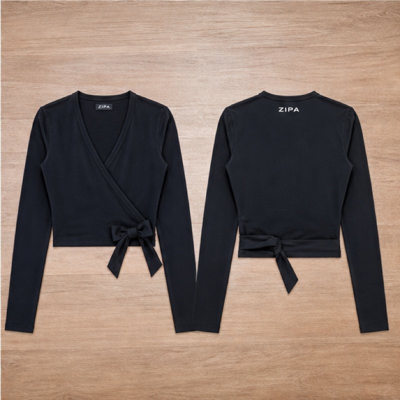 Custom wrap-front ballet cardigans manufactured by ZipaSports