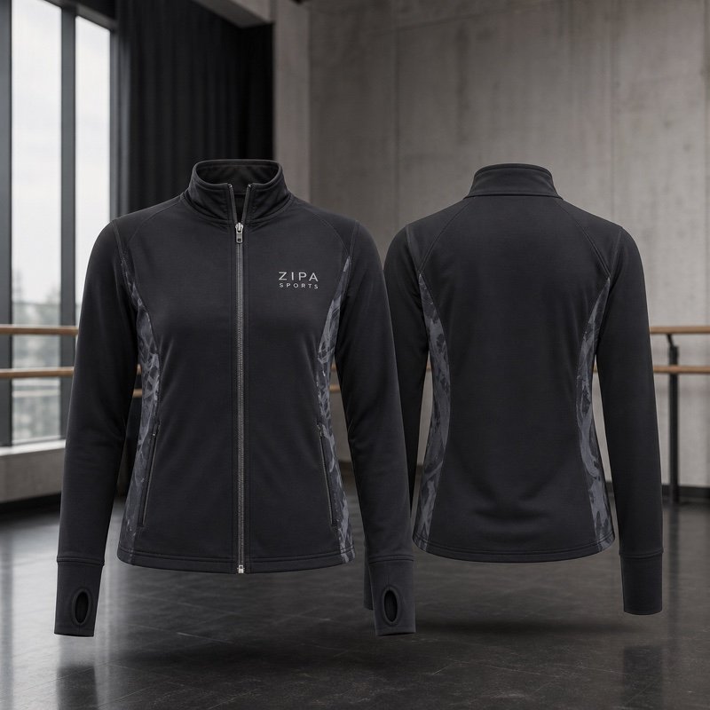 Custom zip-through studio jackets manufactured by ZipaSports
