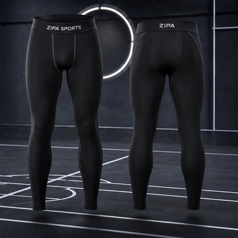 Custom full-length compression training tights manufactured by ZipaSports