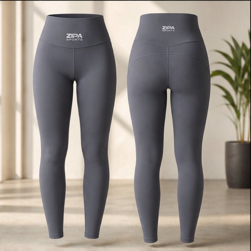 Custom women's high-waist yoga leggings manufactured by ZipaSports
