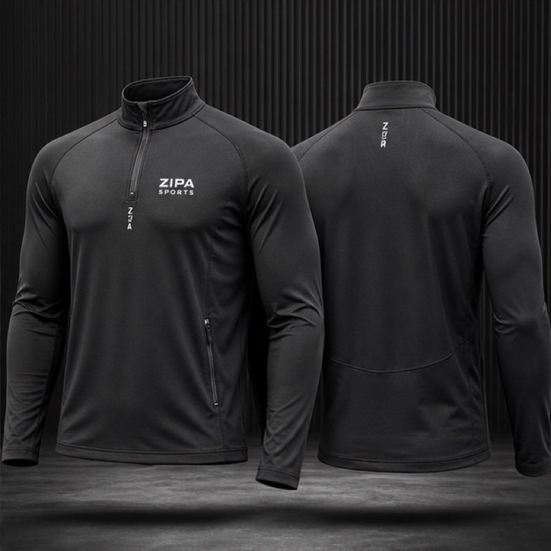 Custom quarter-zip gym training top manufactured by ZipaSports