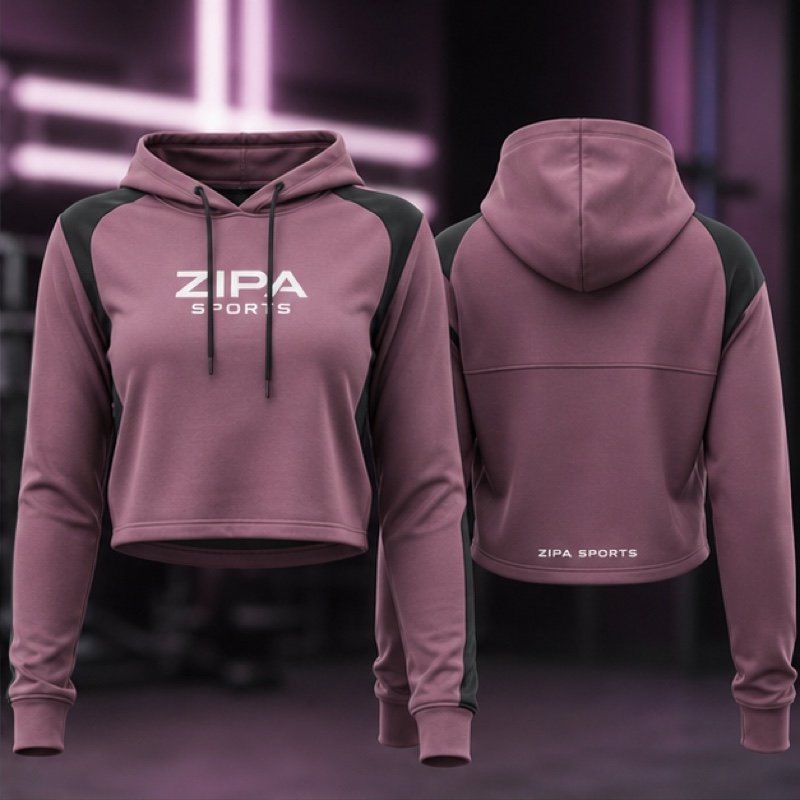 Custom cropped gym hoodie manufactured by ZipaSports
