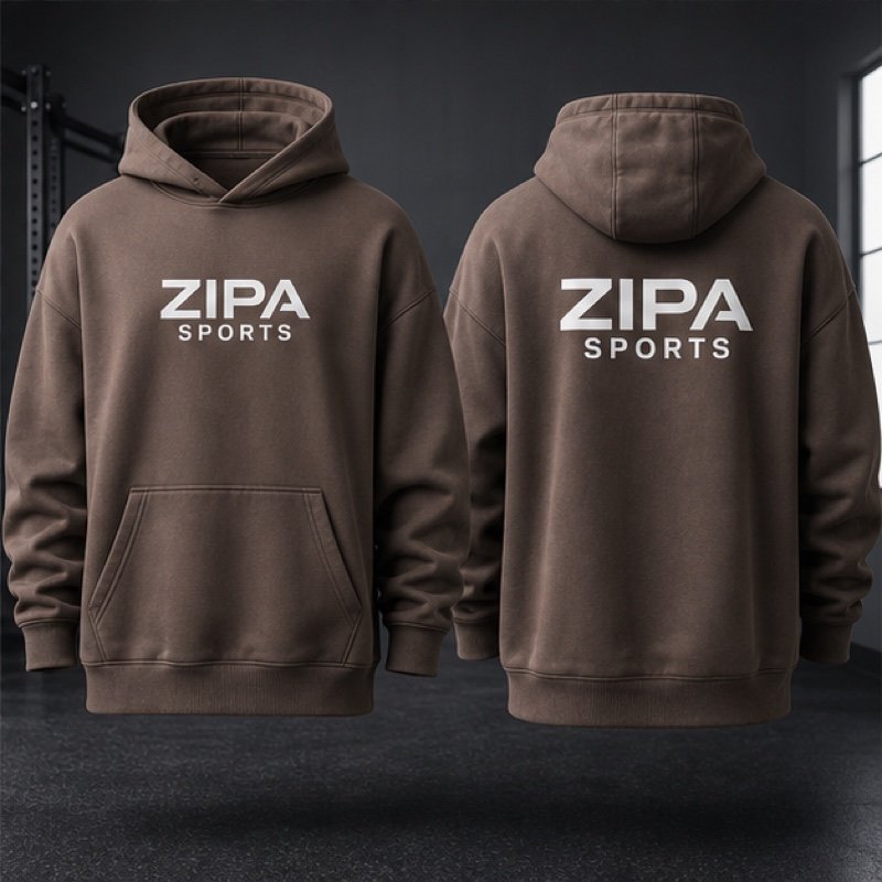 Custom oversized drop-shoulder gym hoodie manufactured by ZipaSports
