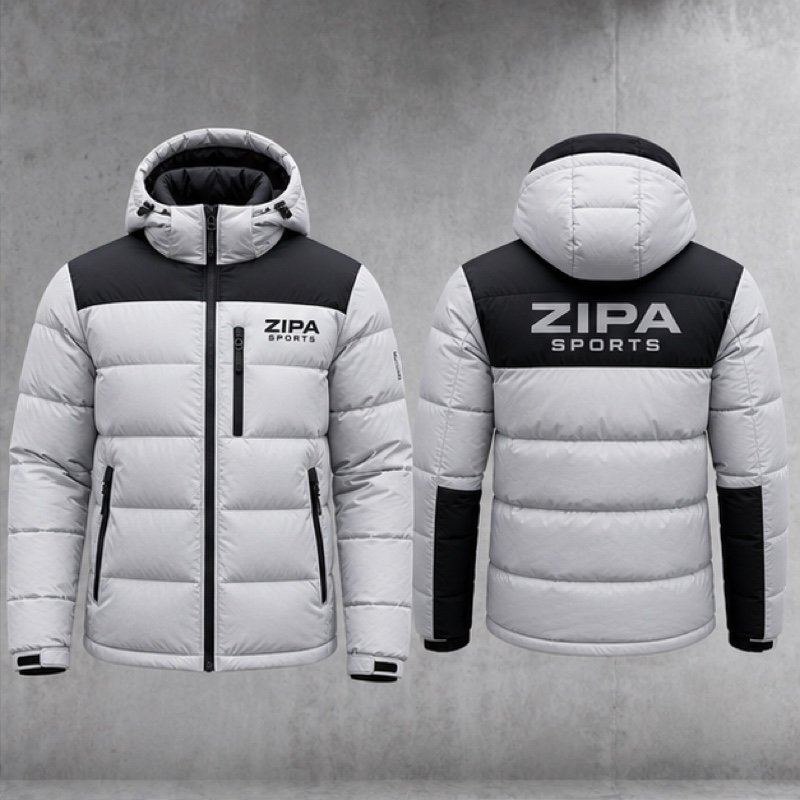 Custom padded puffer training jacket manufactured by ZipaSports