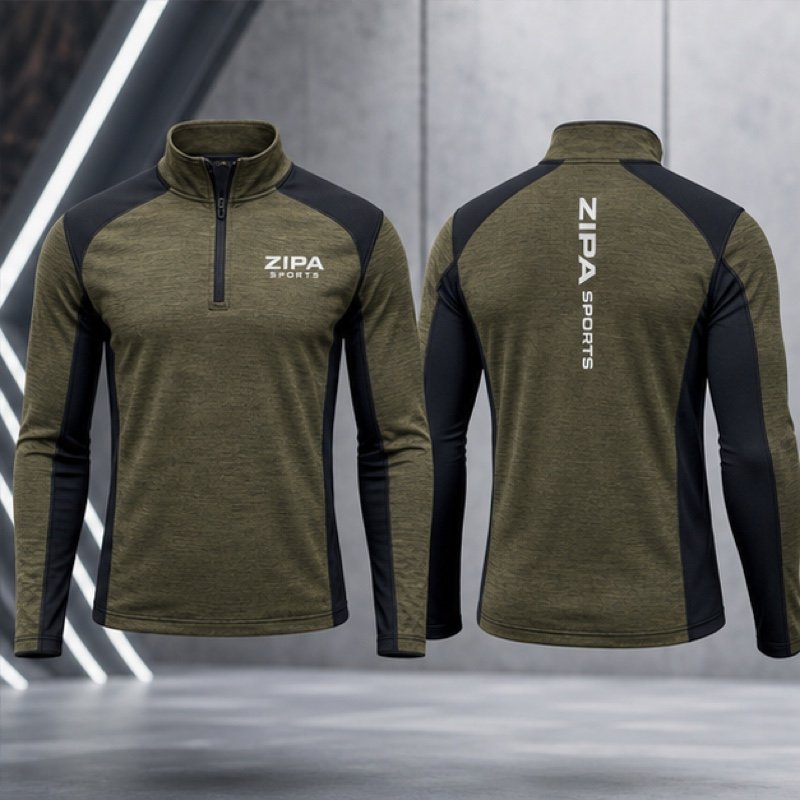 Custom quarter-zip gym sweatshirt manufactured by ZipaSports