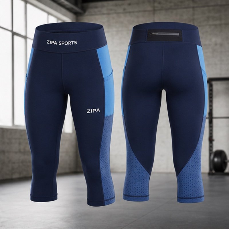Custom capri gym training leggings manufactured by ZipaSports