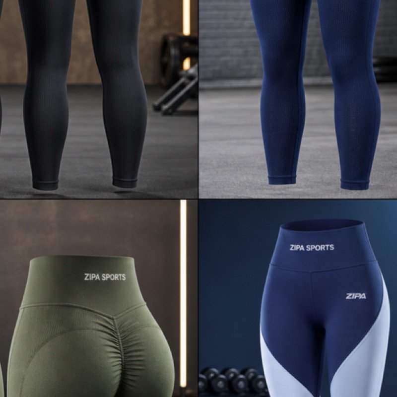 Custom ribbed high-waist gym leggings manufactured by ZipaSports