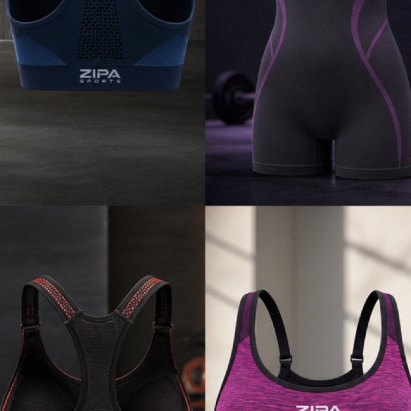 Custom full-bust sports bra manufactured by ZipaSports