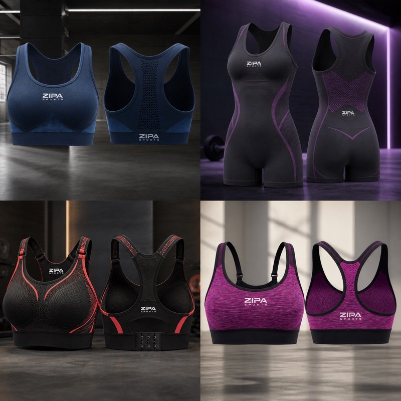 Custom high-impact sports bra with adjustable straps manufactured by ZipaSports