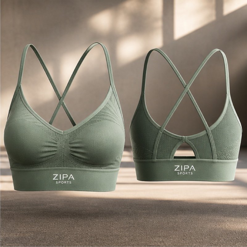 Custom low-impact yoga bra manufactured by ZipaSports