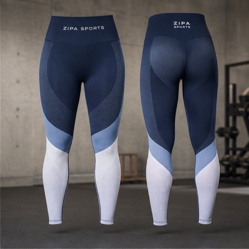 Custom seamless leggings with ribbed contour zones manufactured by ZipaSports