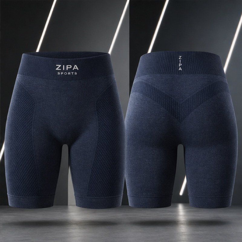 Custom seamless scrunch shorts with ribbed waistband manufactured by ZipaSports