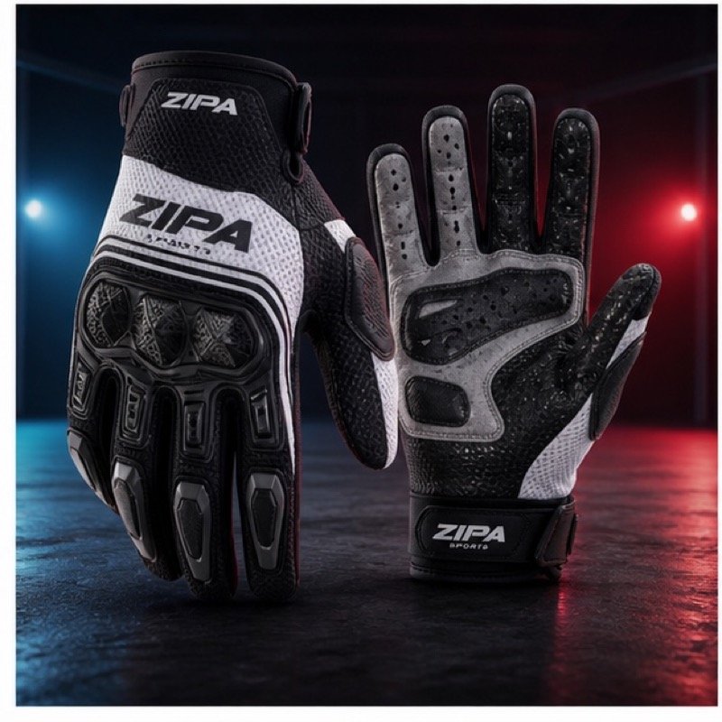 Custom enduro trail gloves with padded knuckles and synthetic suede palm manufactured by ZipaSports