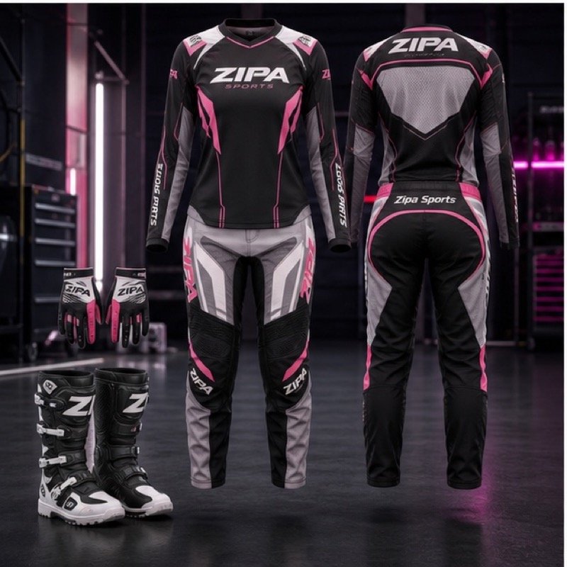 Custom womens enduro jersey and pant kit manufactured by ZipaSports