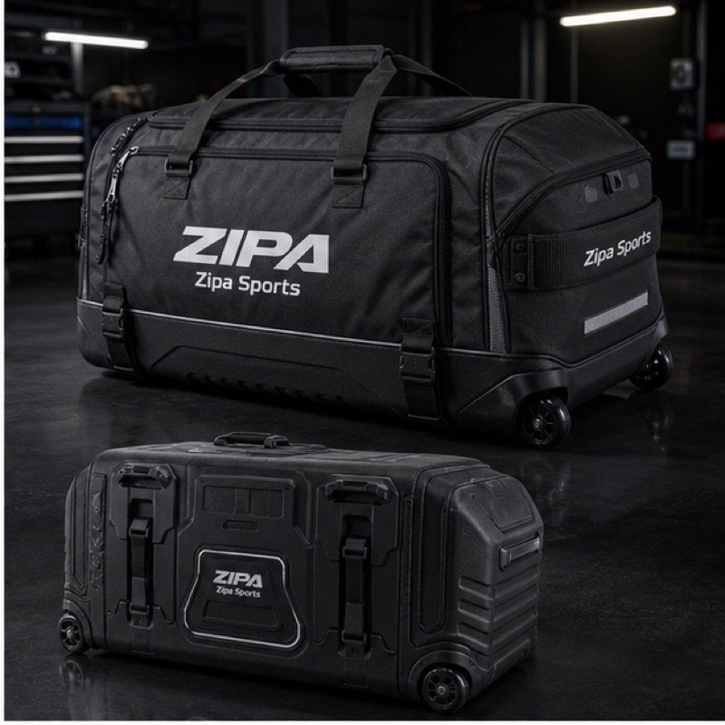Custom 600D motocross gear bag with boot and helmet compartments manufactured by ZipaSports