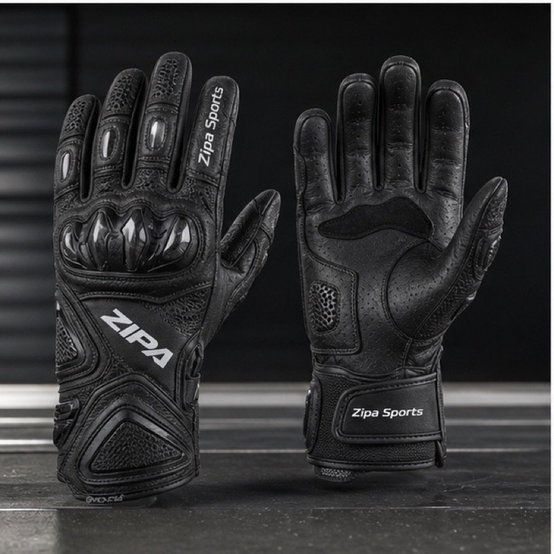 Custom motocross gloves with sublimated stretch backhand and Clarino palm manufactured by ZipaSports