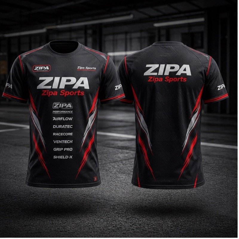 Custom motocross sponsor t-shirt manufactured by ZipaSports