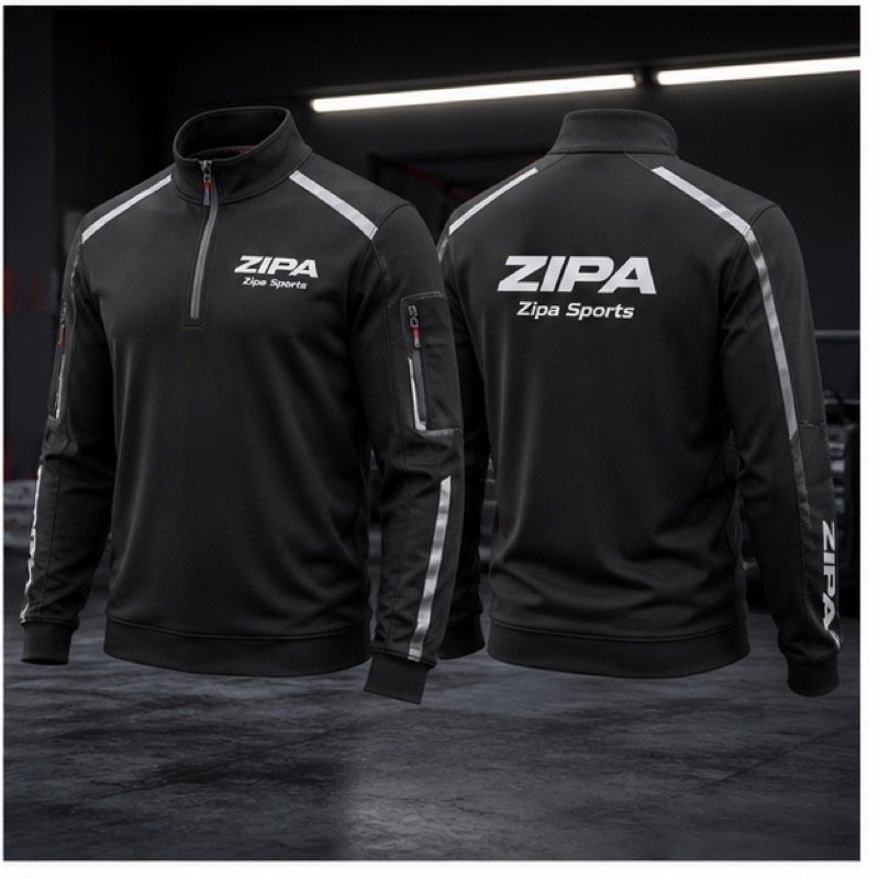 Custom pit crew quarter-zip midlayer manufactured by ZipaSports